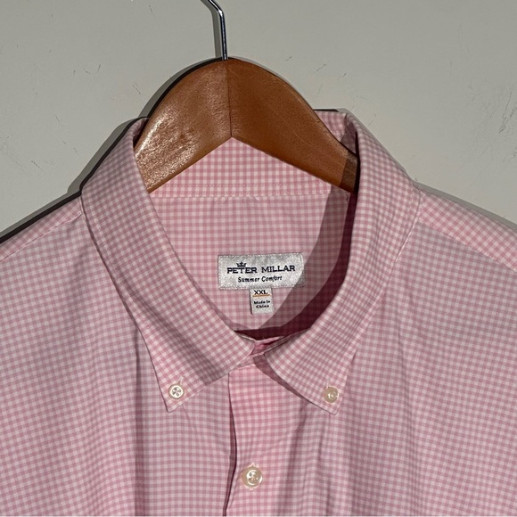 Peter Millar Summer Comfort Shirt Button Up Performance Pink Gingham Siz… - Picture 8 of 14